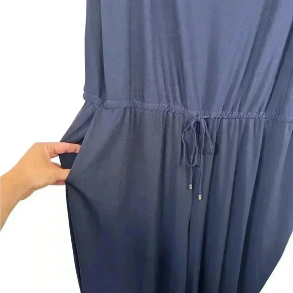 Ralph Lauren Women's Navy Slit-Sleeve Jersey Jumpsuit Size 3XL  Pockets Stretch - Picture 4 of 8